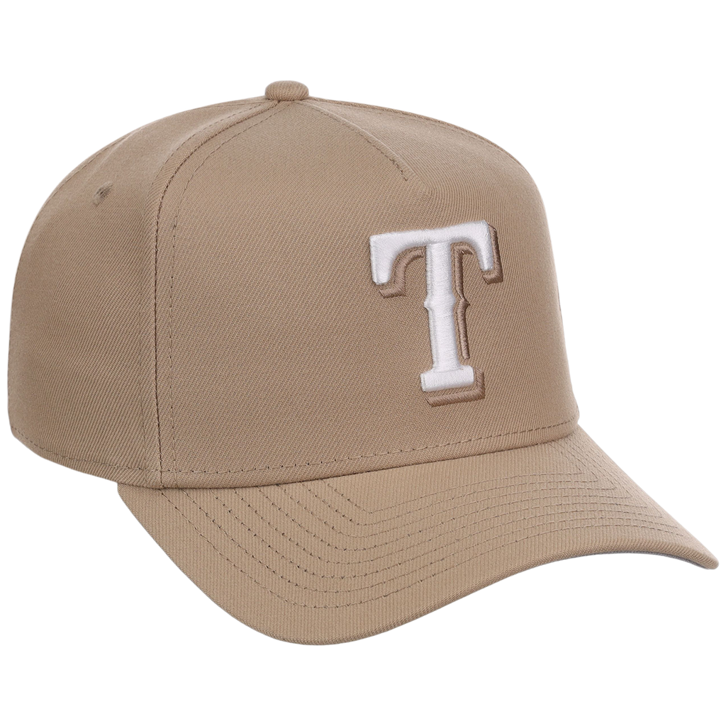 Texas Rangers Women's New Era 9FORTY Camel A-Frame