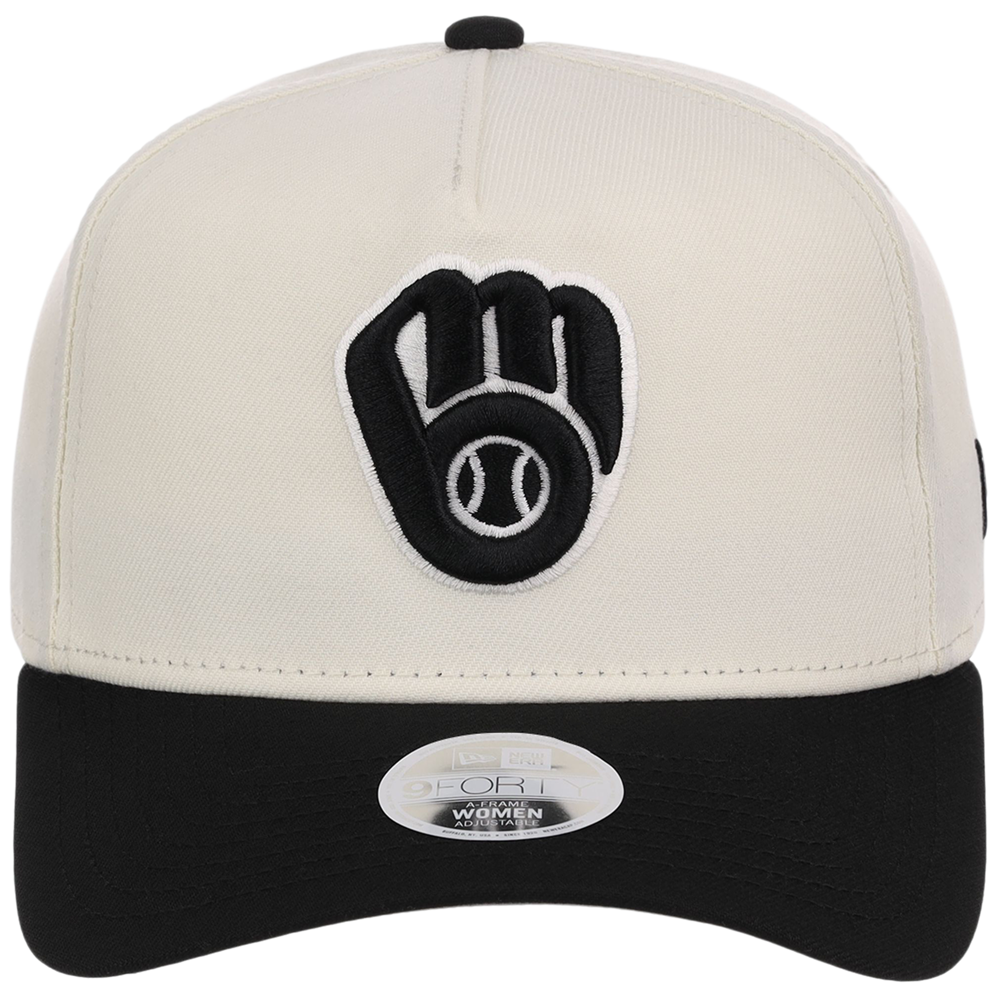 Milwaukee Brewers Women's New Era 9FORTY Chrome x Black A-Frame