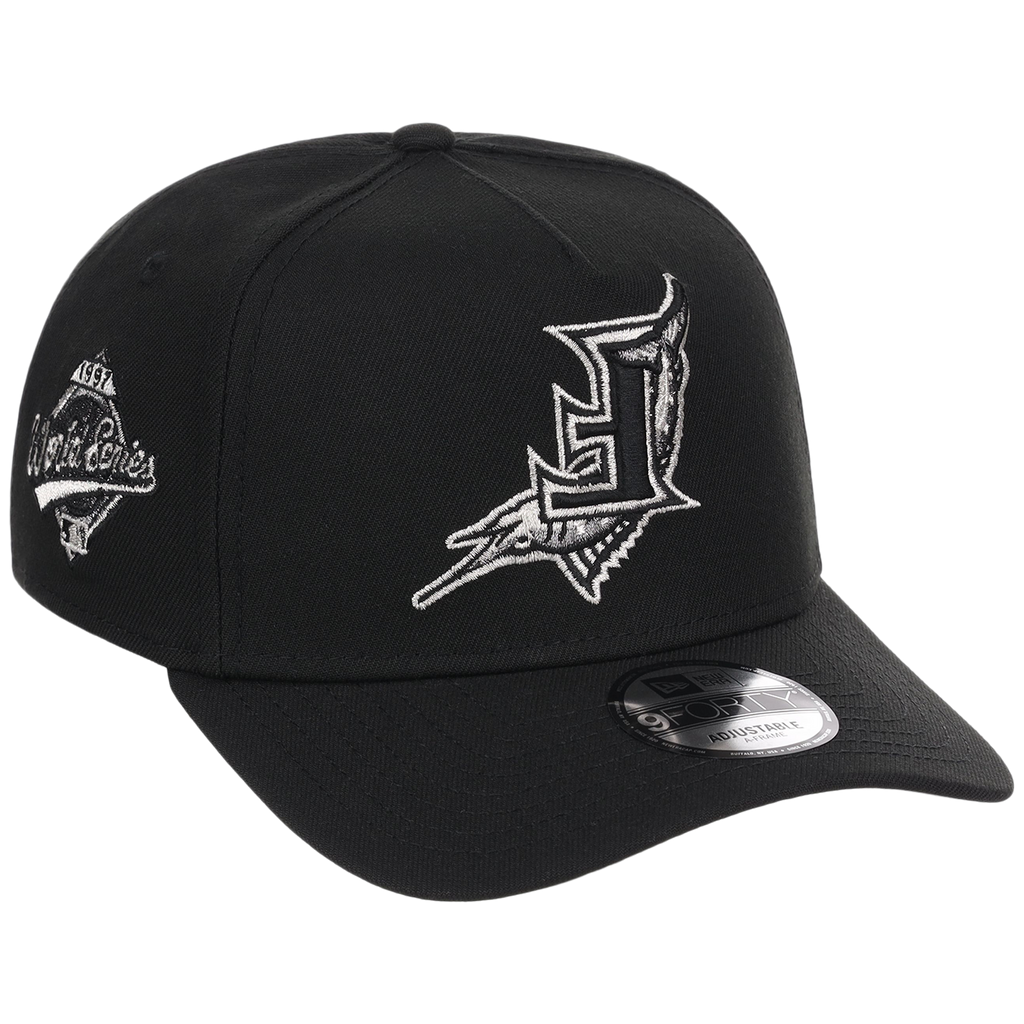 Florida Marlins MLB Flipmode 2.0 Liquid Titanium New Era 9FORTY A-Frame (Black/Black/Gray)