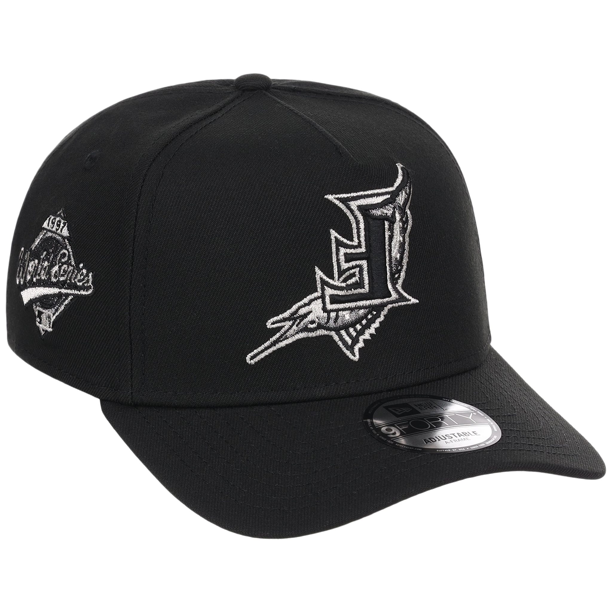 Florida Marlins MLB Flipmode 2.0 Liquid Titanium New Era 9FORTY A-Frame (Black/Black/Gray)
