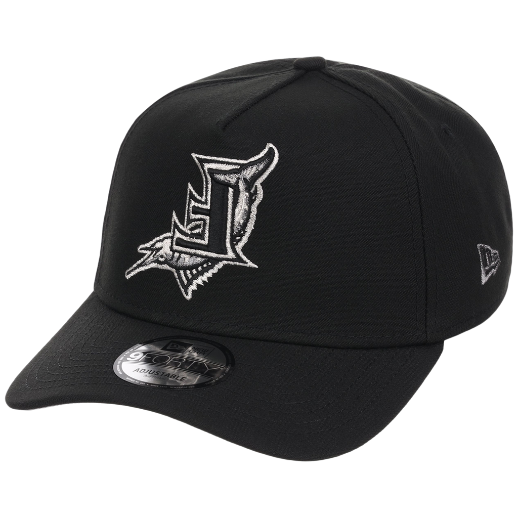 Florida Marlins MLB Flipmode 2.0 Liquid Titanium New Era 9FORTY A-Frame (Black/Black/Gray)