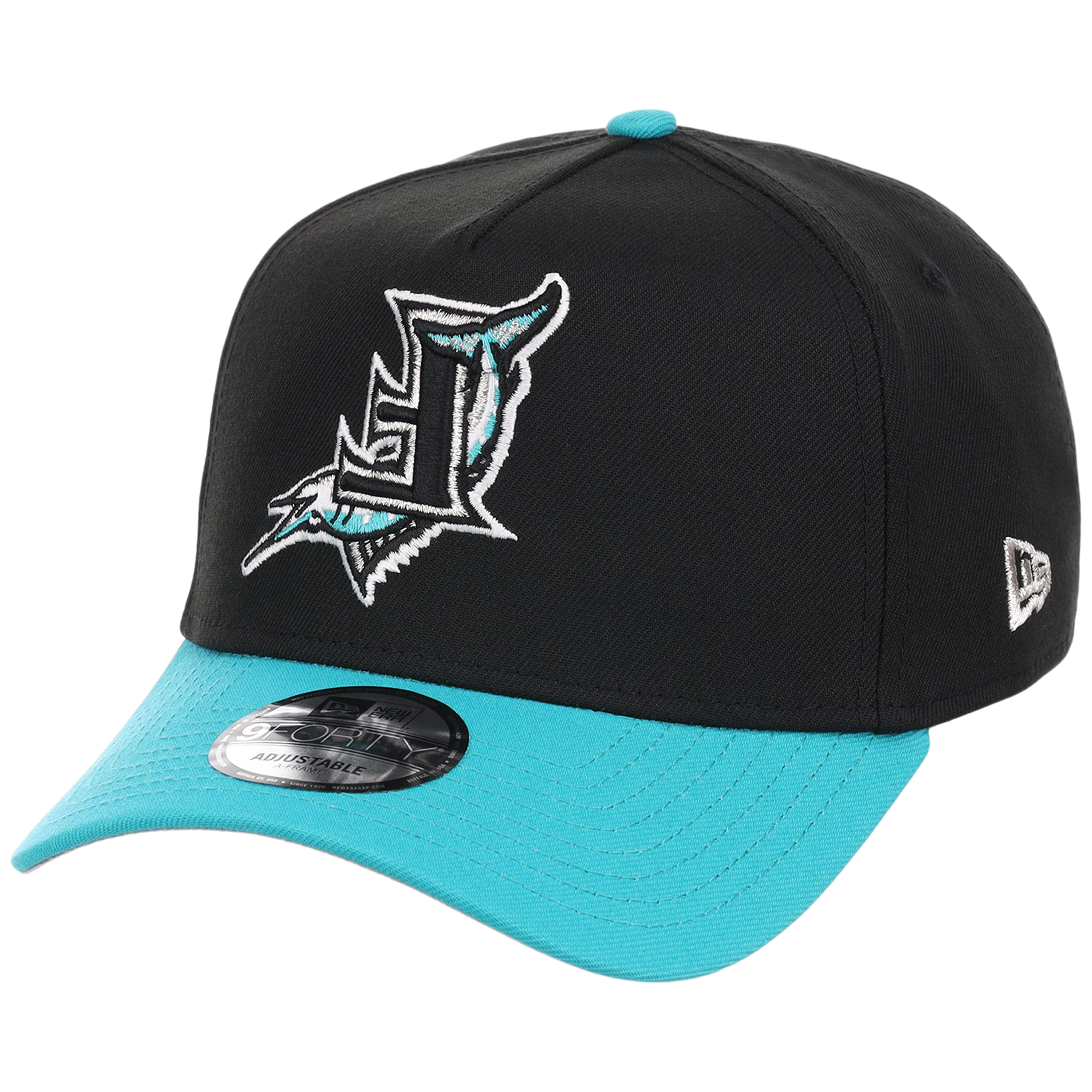Florida Marlins MLB Flipmode 2.0 New Era 9FORTY A-Frame (Black/Teal/Gray)