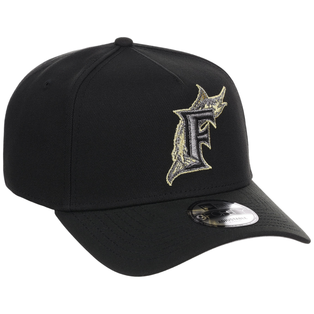 Miami Marlins MLB Black x Gold FASHION CORE New Era 9FORTY A-Frame