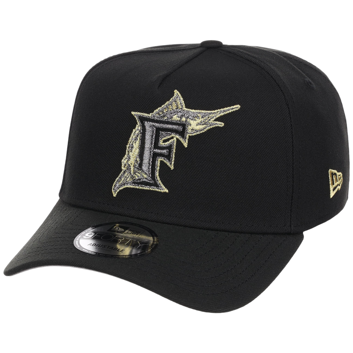 Miami Marlins MLB Black x Gold FASHION CORE New Era 9FORTY A-Frame