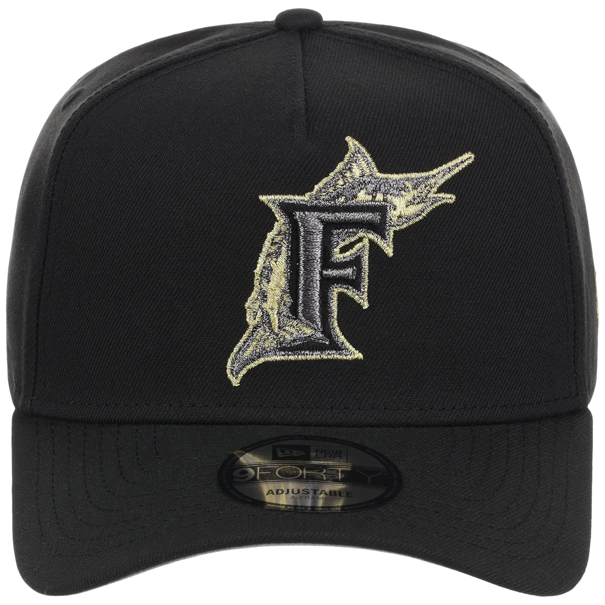 Miami Marlins MLB Black x Gold FASHION CORE New Era 9FORTY A-Frame