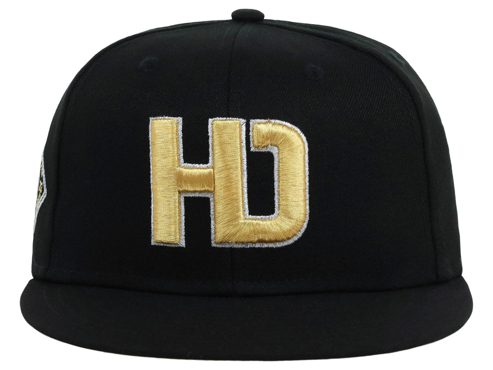 Lids Hat Drop Branded HD Fitted Cap Black/Black/Gold LidsHatDrop