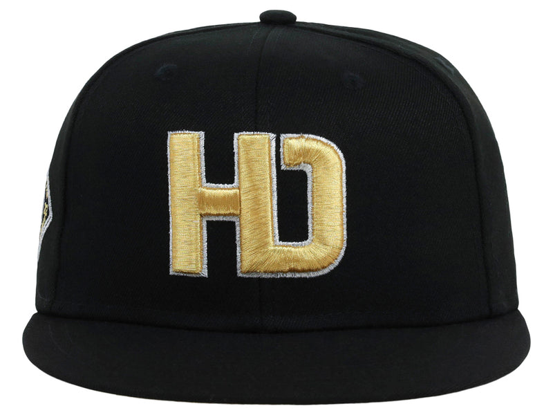 Lids Hat Drop Branded HD Fitted Cap - Black/Black/Gold – LidsHatDrop
