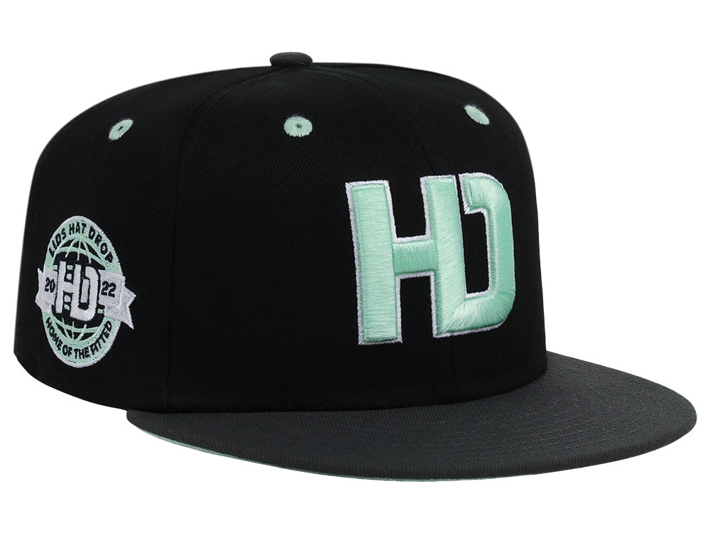 Lids Hat Drop Branded HD Fitted Cap Black/Graphite/Light Green LidsHatDrop